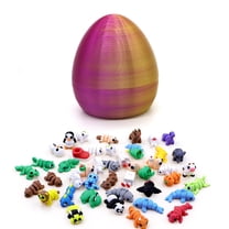 Gaiwos 3D Printed Animals Articulating Figurines 3 inches, Printed Easter Eggs with 10 PCS Random Mini Animal Inside, Easter and Birthday Gifts, Home Office Decor