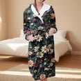 thumbnail image 2 of Women's Fleece Plush Robe Long Warm Plush Bathrobe Loungewear Jacket Printed Comfort Robe, 2 of 5