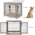 thumbnail image 4 of Unipaws Pet Crate End Table, Double Doors Wooden Wire Dog Kennel with Pet Bed, Large Dog Crate, 4 of 7