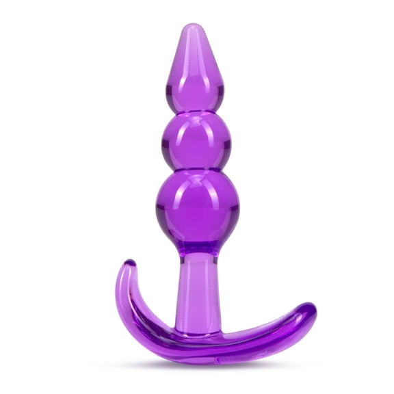Eden Triple Bead TPE Anal Plug with Tapered Tip and Flexible Shaft, Blue