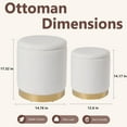 thumbnail image 2 of Boucle Round Ottoman with Storage Set of 2, Vanity Stool with Storage for Bedroom, Ottoman Coffee Table Gold-Tone Ring Around The Base, Small Foot Stool for Living Room, White, 2 of 16