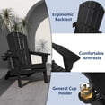 thumbnail image 2 of FOOWIN HDPE Folding Adirondack Chair with Cup Holder, Fire Pit Chairs Set of 4, Black, 2 of 7