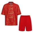 thumbnail image 1 of Raenseen Tenue de Kung-Fu pour Garçons Enfants Brodée Rouge Arts Martiaux Taichi Uniforme de Performance Traditionnel Rouge-H 130, 1 of 6