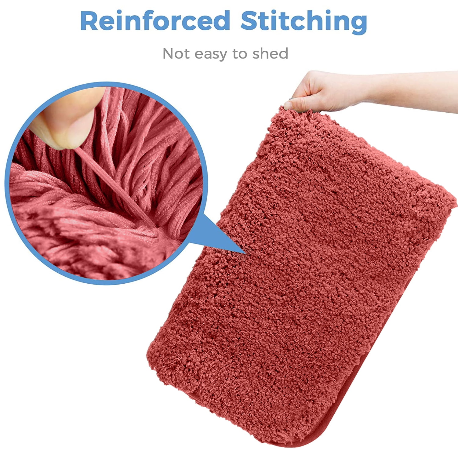 Astarin Ultra Plush Shag Red Microfiber Bath Rug, 16" x 24", Non-Slip