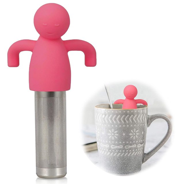 Colador de té Infusor de té para té de hojas sueltas Té suelto más empinado Lindo colador de té Bola de acero inoxidable Filtro de té de malla extra fina para taza Mango de silicona