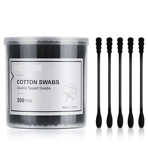 ACDANC 400 Black Cotton Swabs,Double Ended Natural Black Cotton Swabs-Cosmetic cotton swab