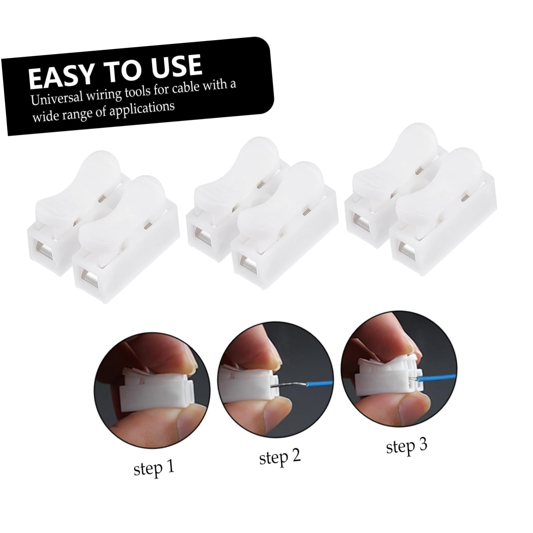 500pcs Two-Position Terminal Quick Connector Spring Wire Connector Wire Quick Connectors Terminal Block Connector Electrical Ring Terminals Screw Terminal Block Push Pp White