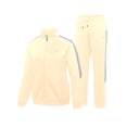thumbnail image 2 of Women's 2Pc Full Zip Tracksuit, 4 Way Stretch with Reflective Stripes & Zipper Pockets for Golf Running Gym Beige S, 2 of 8