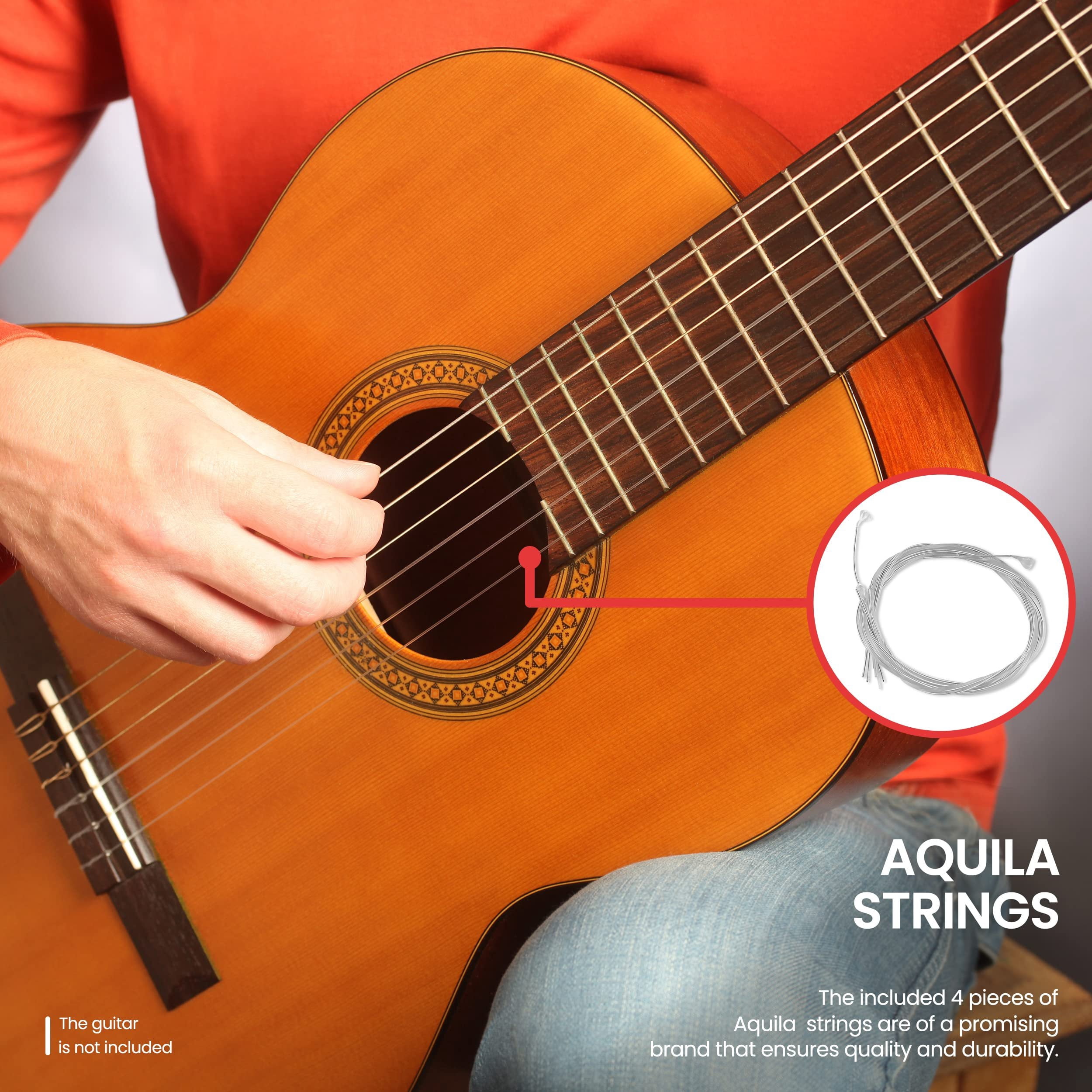 Pyle Classic Guitar Accessory Kit - Full Set of Replacement Nylon Strings, Plastic Capo, Digital Electronic Metronome, and Cleaning Cloth