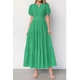 thumbnail image 4 of PRETTYGARDEN Womens Summer Maxi Dresses Casual Puff Sleeve V Neck Smocked Flowy Eyelet Cotton Dress Spring Sundress, 4 of 8