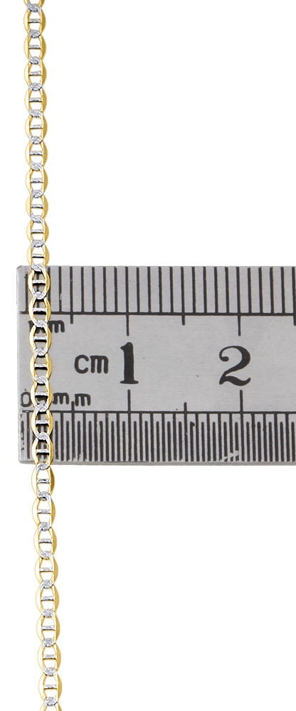 Real 10K Yellow Gold 2mm Diamond Cut Mariner Chain Necklace Men's or Women's, 16" - 26"