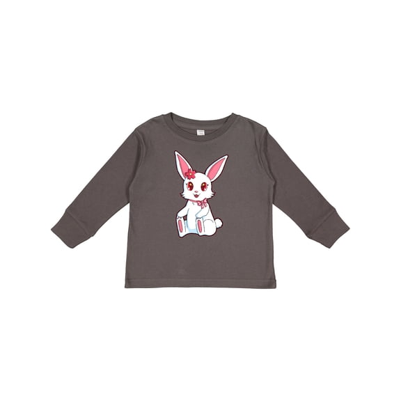 Inktastic Happy Easter Girl Bunny in Pink Girls Long Sleeve Toddler T-Shirt