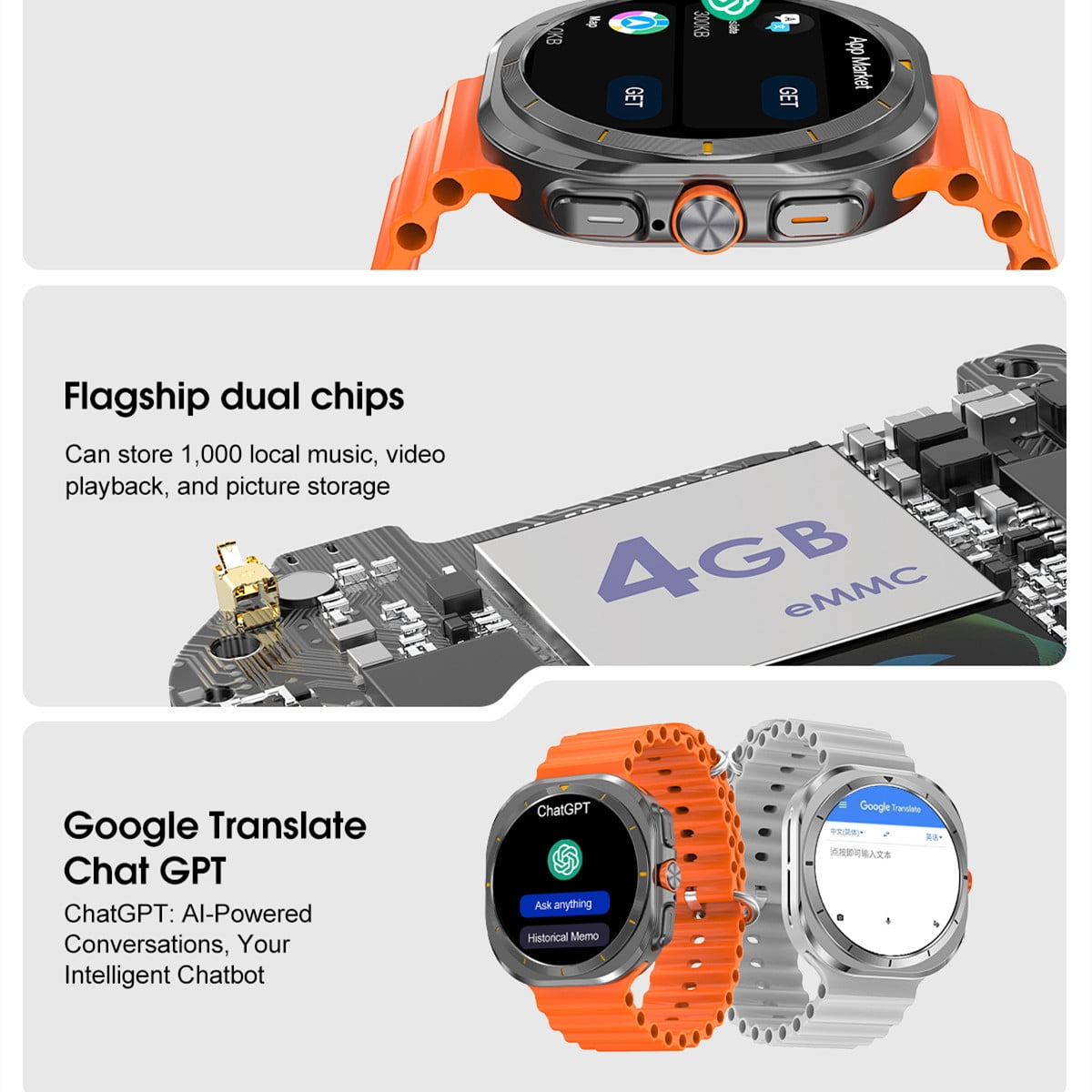 E EYAFA Smart Watch DT Ultra Mini,1.32 inch HD Screen,4GB Memory,Bluetooth Call Smart Watch for Men and Women-White