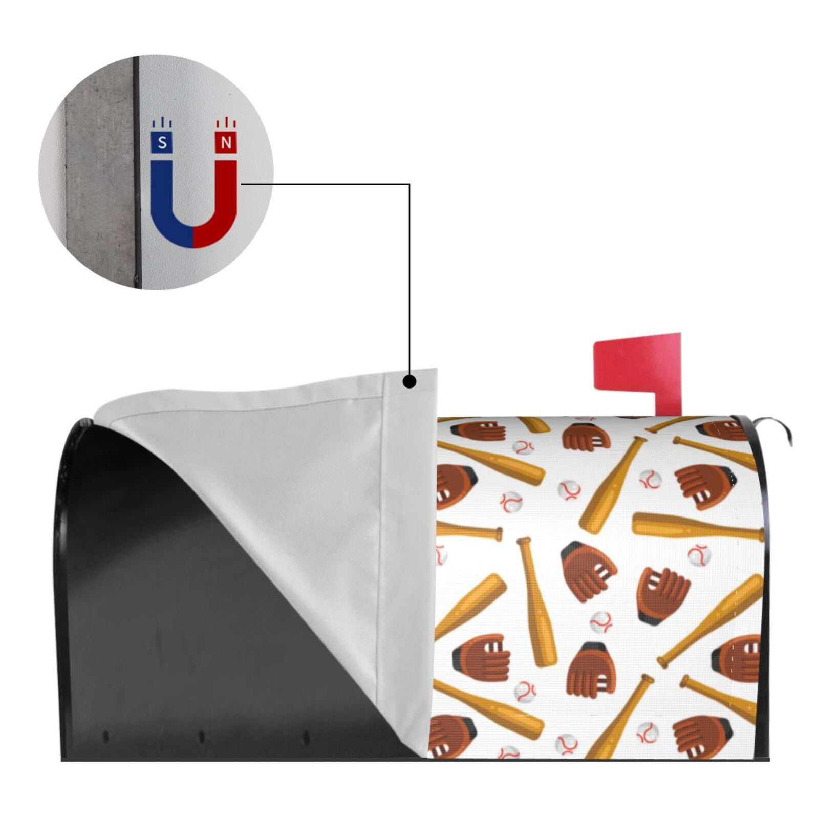 Xecao Baseball Sport for Mailbox Cover with Magnetic Strips, Waterproof and Sunscreen, Adds a Decorative Touch to Your Garden Yard.