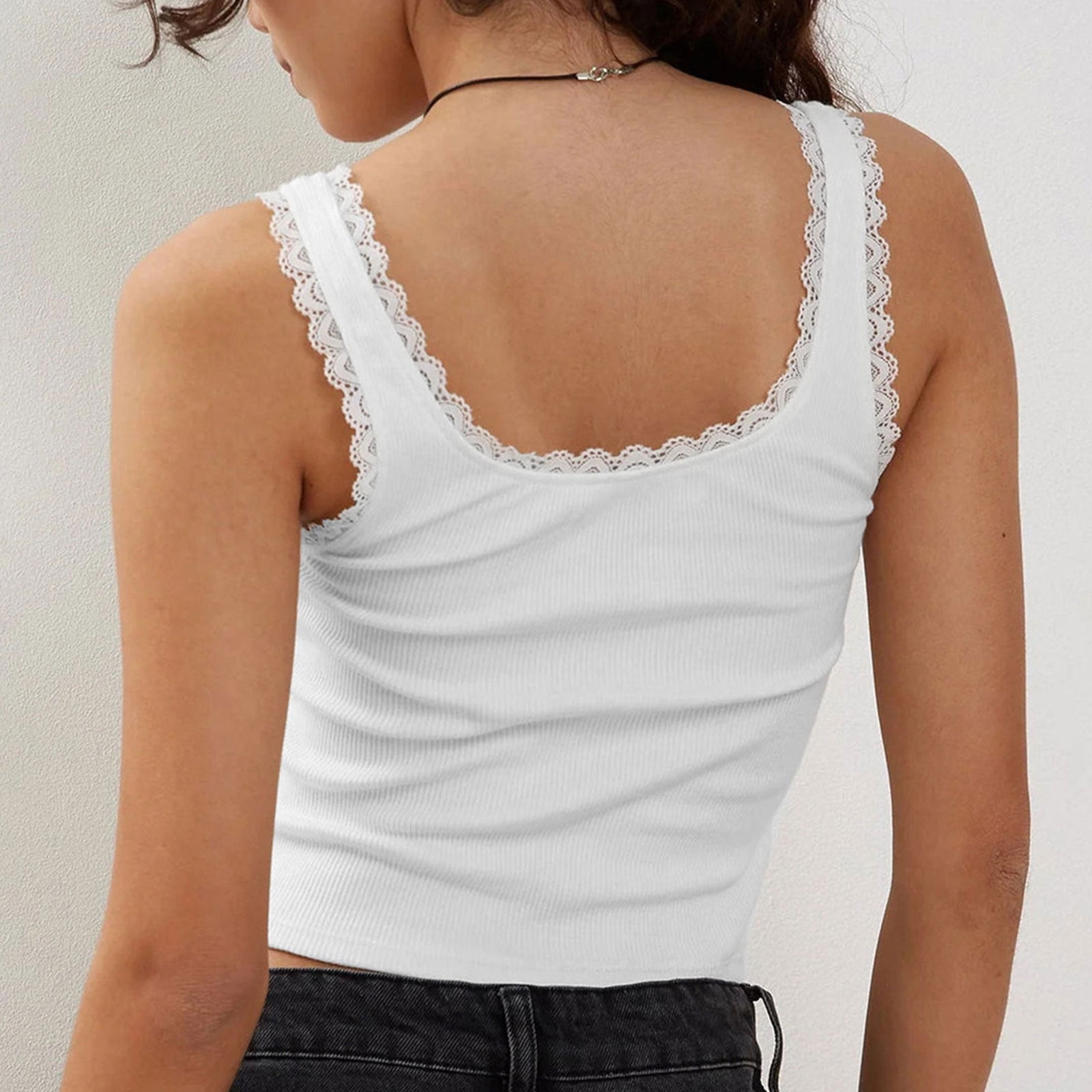 トップス Dhal CRL Camisole vest ZQGJB Camisole Vest for Women Lace Trim Sleeveless Solid