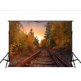 thumbnail image 3 of ABPHOTO Polyester Autumn Scenery Photo Backdrop Maple Fall Photographic Background Railway Natural Scenic Foto for Photography Studio 7X5ft, 3 of 4