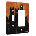 thumbnail image 1 of KuzmarK™ 2 Gang Single Toggle / Single Duplex Rocker Wall Plate - Five Black Spooky Kitties Halloween Cat Art by Denise Every, 1 of 1