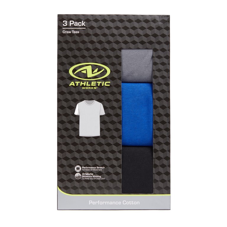 Athletic Works Performance Cotton Crew T-Shirt Set, 3-Pack photo 6