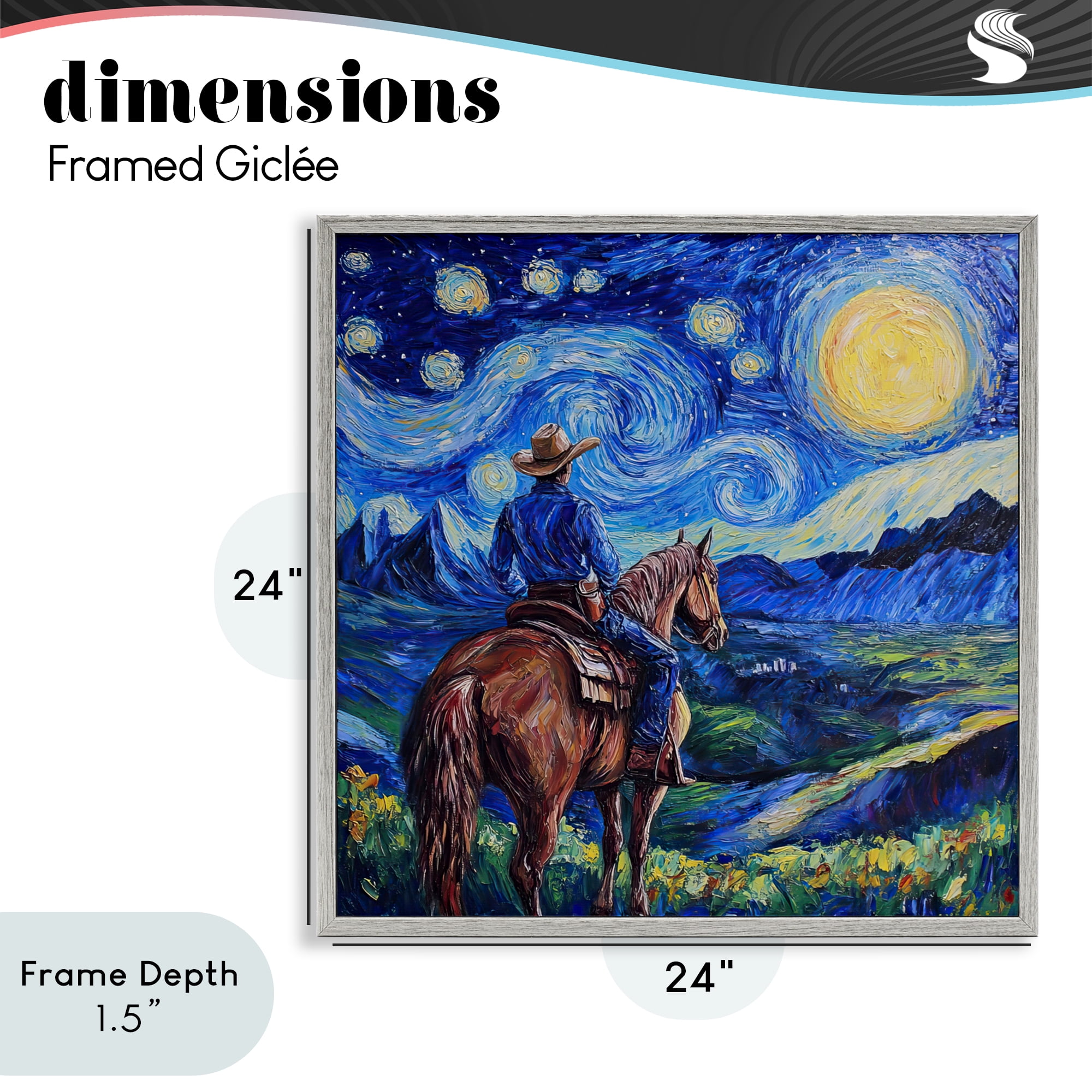 Stupell Industries Starry Night Cowboy Gray Framed Giclee Art, design by Tina LeCour