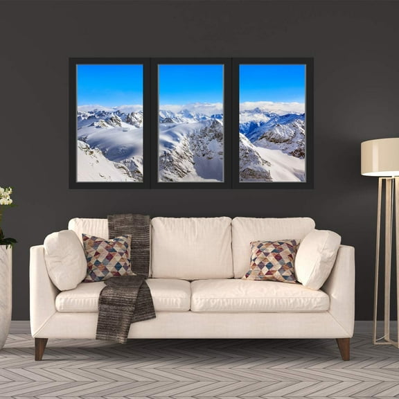 VWAQ - Snow Mountain Range 3D Window Wall Stickers for Office - Winter Wall Art Decal - OW17