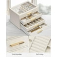 thumbnail image 5 of 4 Layer Jewelry Box for Women, Glass Lid Jewelry Organizer with 4 Drawers for Necklaces Rings Earrings Bracelets - Cloud White, 5 of 5