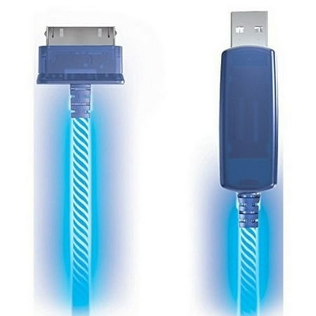 Electro Luminescent Analog - Refurbished Light Pulse Charge & Sync Cables - Blue Electroluminescent Visual Light Charge & Sync Cables - 30 Pin Connector