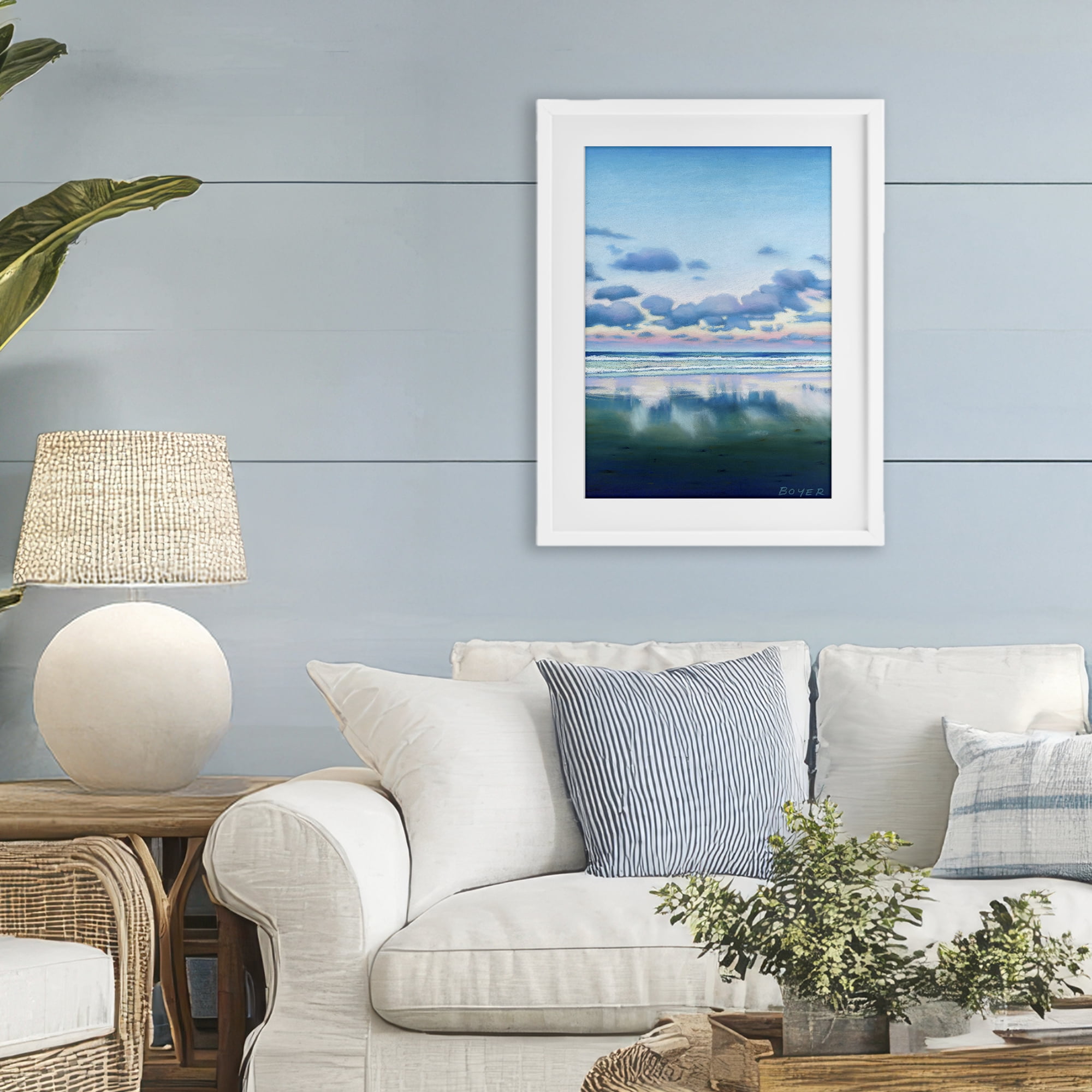 Stupell Industries Pretty Azure Cloud Reflection White Framed Print Under Glass, design by Susy Boyer
