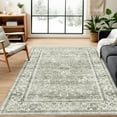 thumbnail image 1 of Boho Vintage Round Rug ft- Faux Wool Dreely Washable Area Rug Small Distressed Throw Rugs Floor Carpet for Door Mat Entryway Bedrooms Laundry (Round - ; Diameter Border ), 1 of 7