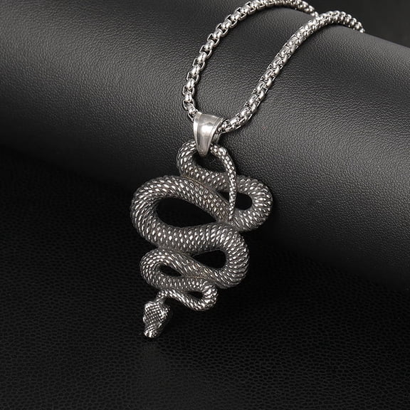 Mens and Womens Animal Necklace Stainless Steel Snake Pendant Necklace