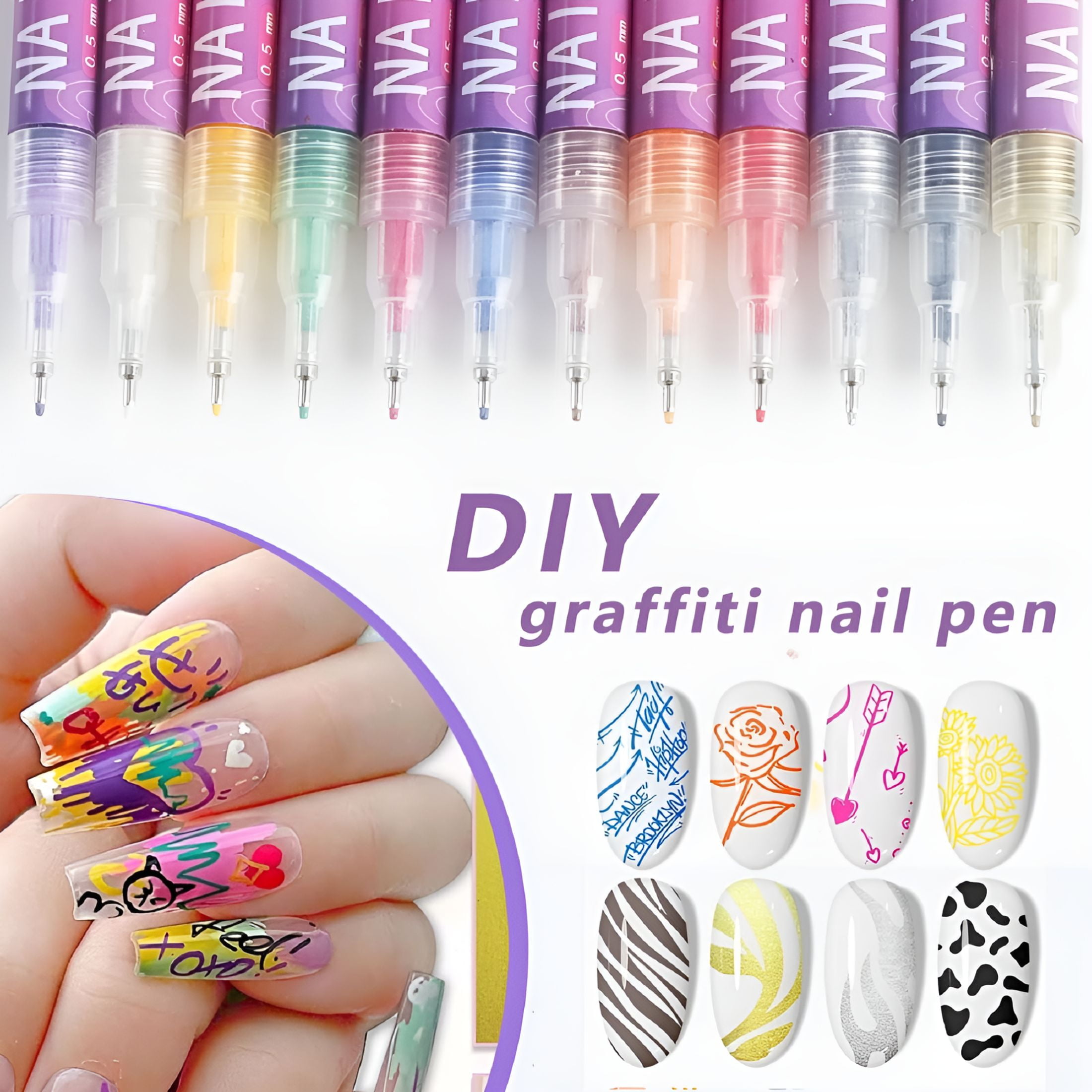 CCOCC Nail Art Markers for Gel Nails 12 Colors Nail Art Pens Set,Diy Nail Art Marker Drawing Painting Liner Pen for Home Salon,Quickly Dry Nail Art Diy Decoration(12 Colors)