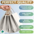 thumbnail image 3 of White Kraft Paper Bags with Handles Bulk, 13 x 7 x 17 Inch. Pack of 50 Kraft Paper Gift Bags with Handles. 150 GSM Kraft Bags with Handles. Paper Shopping Bags with Handles. Gift Bags, 3 of 8