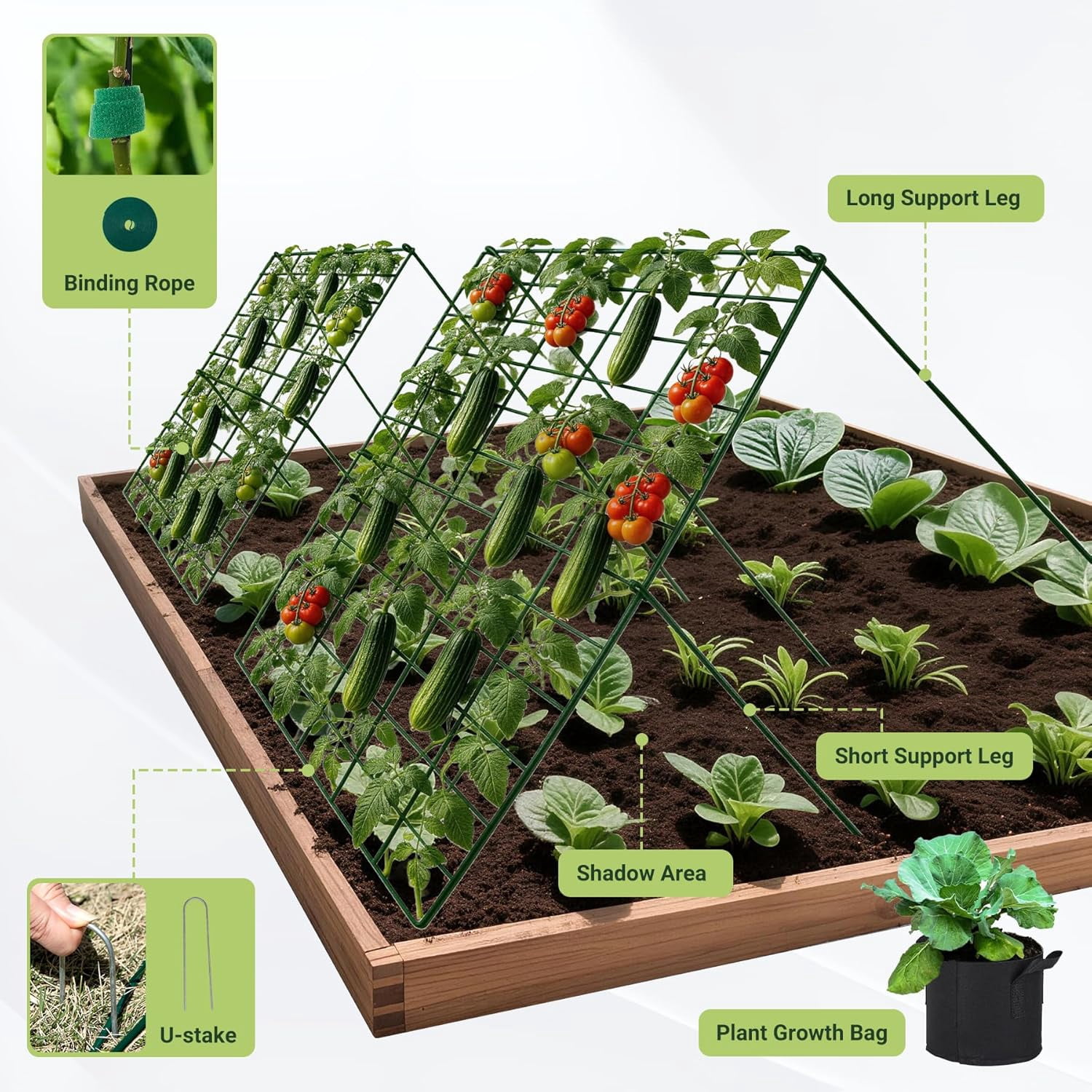 Cucumber Trellis for Garden - 4 Pack, 48" L x 24" W Garden Trellis for Climbing Plants Outdoor with Support Structures, A Frame Trellis for Climbing Vegetables Peas, Vine, Bean