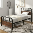 thumbnail image 2 of Costway Twin Size Metal Platform Bed Frame Industrial Headboard Mattress Foundation, 2 of 10