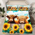 thumbnail image 2 of Erosebridal Highland Cow Sheet Set Full, Sunflower Bedding Sets Full Size, Rustic Animal Decor, 4-Piece, 2 of 7