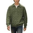 thumbnail image 2 of Polo Sweater Men Long Sleeve Vintage Casual V Neck Lapel Collar Cable Knit Pullover Sweaters Fall Winter Clothes, 2 of 9