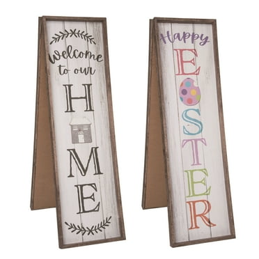 Transpac Wood 31.5" Multicolor Spring Reversible Porch Decor