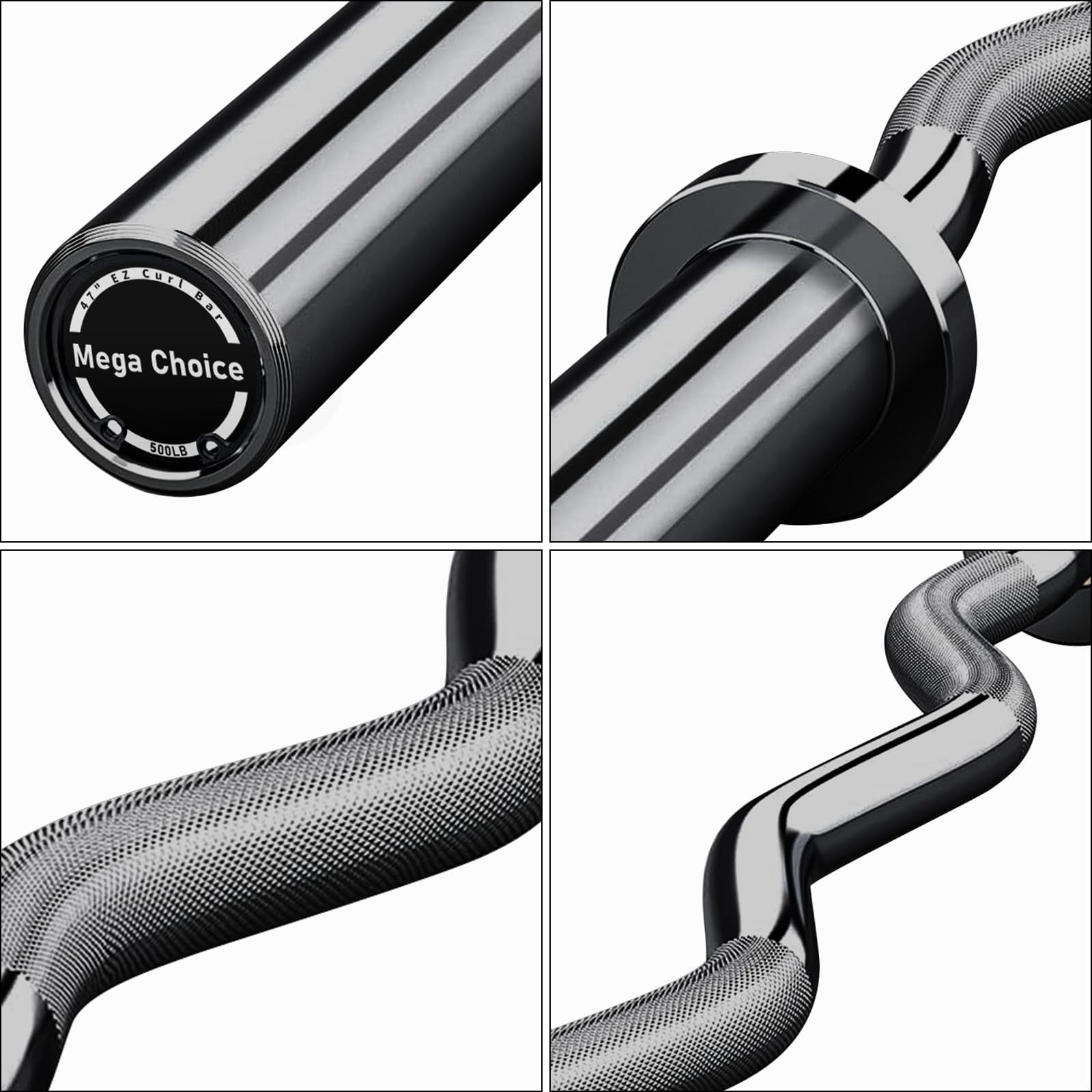 Danolapsi 47" Olympi.c EZ Curl Bar,500lb Capacity Heavy Duty Chrome Curling Bar for Biceps Triceps Workout, With 2 Spring Collars, Fits 2" Standard Weight Plates for Home & Gym Strength Training
