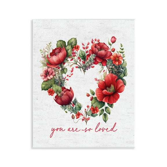 Stupell Industries Loved Heart Wreath Botanical & Floral Painting Unframed Art Print Wall Art, 11 x 14
