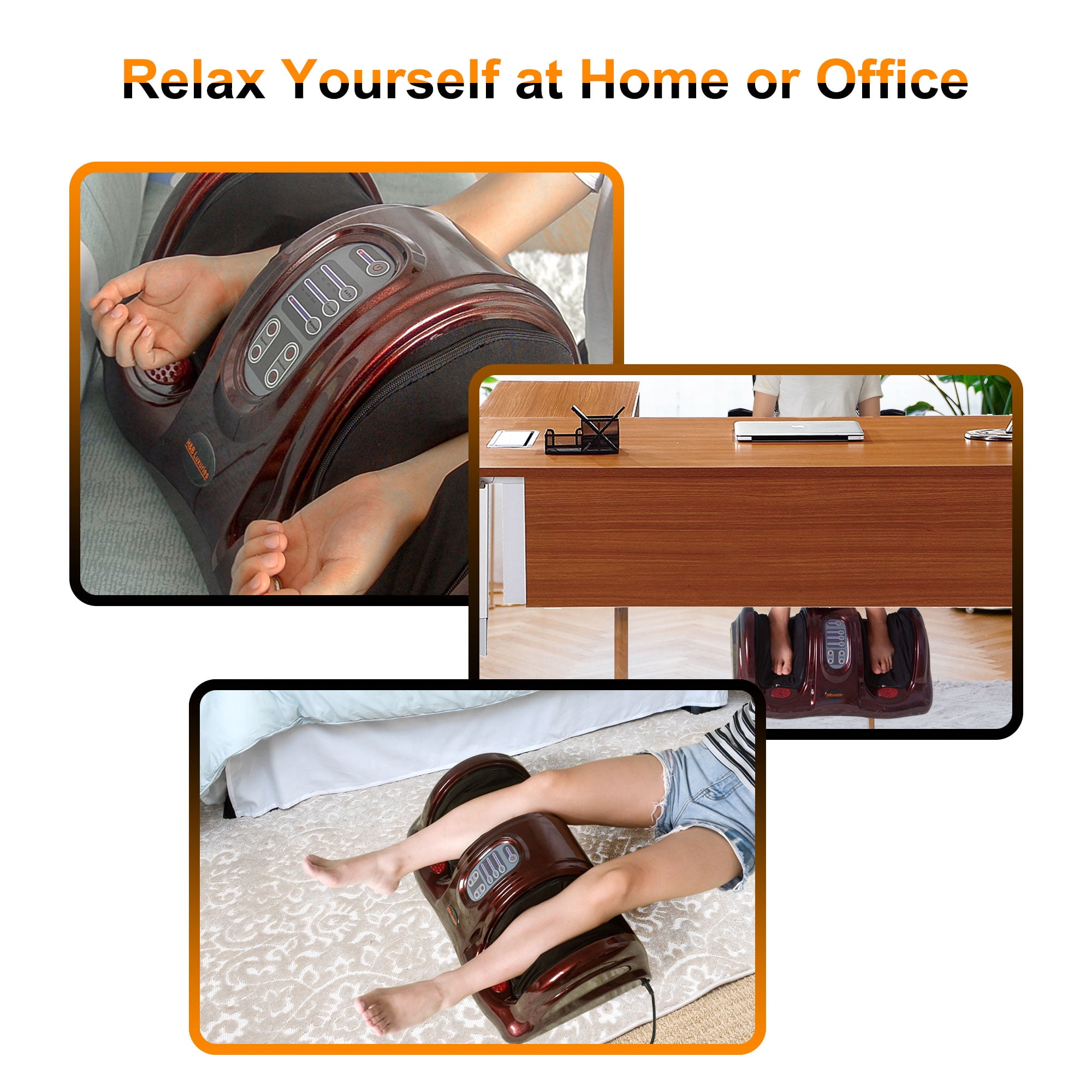 Electric Shiatsu Foot Massager  for Pain Relief, Deep Kneading Rolling Feet and Calf Massager, Leg Circulation Machine for Plantar Fasciitis and Neuropathy, H&B Luxuries,Red
