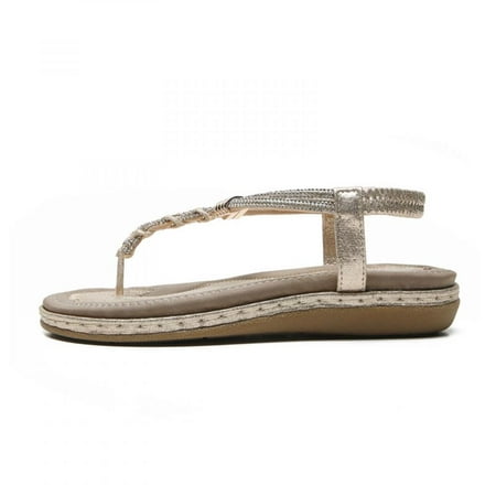 

Homedles Sandals Women- Casual Beach Boho Flat Open toe Gift for Women Women Sandals Gold 41