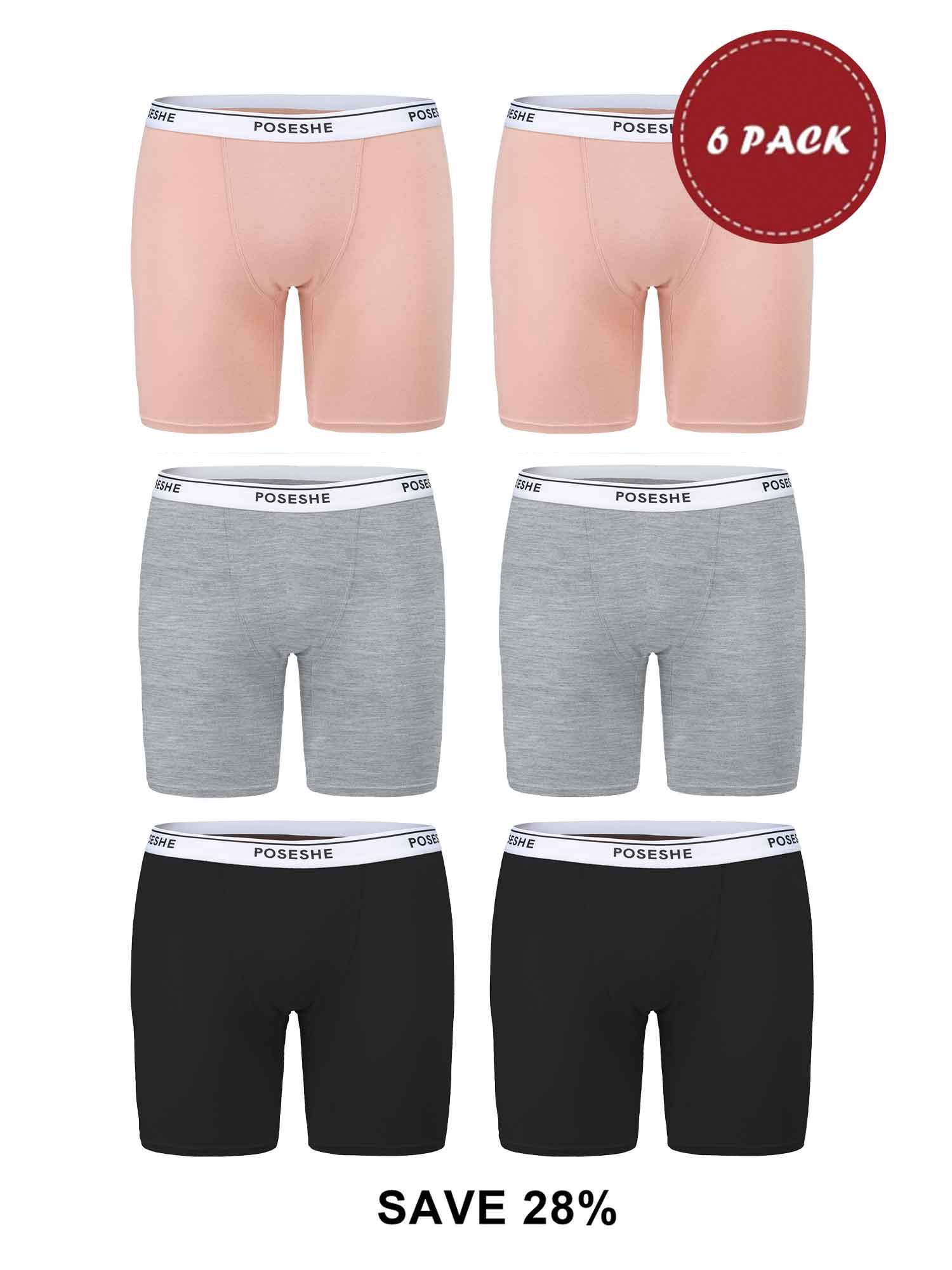 POSESHE Women's Boyshorts Briefs Underwear, Small To Plus Size, 6Pack