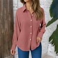 thumbnail image 2 of Huowey Womens Long Sleeve Shirts Solid Color Button Down Turndown Collar Loose Fit Casual Stylish Zip Quick Dry Fishing Hiking Shirt Collared Office Work Blouses Vacation Tshirts Clothes,Gold,S, 2 of 5