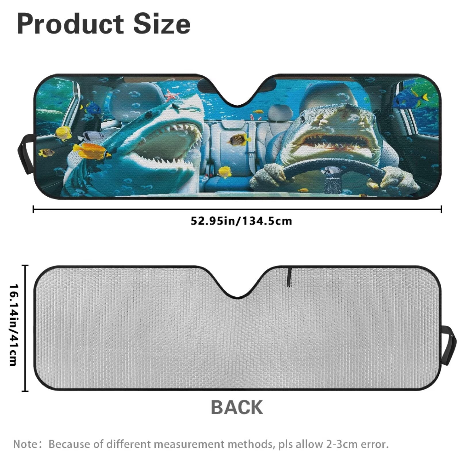 Binienty Shark Funny Windshield Sun Shade Compatible with Jeep Wrangler, Gladiator, FJ Cruiser Auto Window Shades Front Windshield Sunshade Automotive Sun Protection Visors