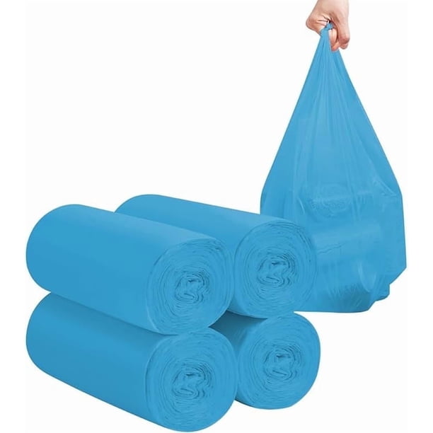 2-4 galones de bolsas de basura de mano, 120 pequeñas bolsas de basura de mano gruesas para la oficina, la cocina, los contenedores de basura del dormitorio, bolsas sólidas de basura (azul)
