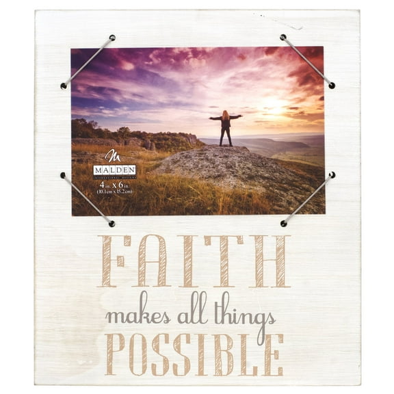 FAITH MAKES ALL THINGS POSSIBLE WHITE CORD Frame Sign by Malden - 4x6