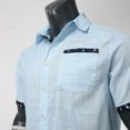 thumbnail image 5 of Mens Hawaiian Shirt Short Sleeve Holiday Button Color Contrast Lapel Top Summer Casual Comfortable Beach Shirts for Men Blue XL, 5 of 7