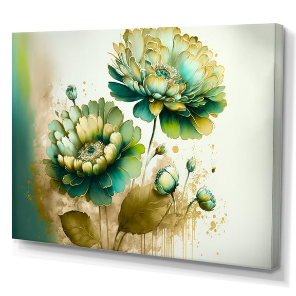 Designart Green Blooming Daisy II Canvas Wall Art