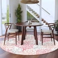 thumbnail image 3 of Round Rugs 8Ft, Pink Grey Coral Coastal Round Area Rug Washable Indoor Throw Carpet, Summer Beach Seaside Nautical Large Non Slip Circle Rug for Kids Room RV Home Decor Aesthetic, 3 of 8