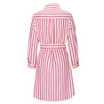 thumbnail image 4 of Taylonsss Womens Casual Dress Striped Print Lapel Collar Loose Belted Three-Quarter Sleeve Relaxed Everyday Outfit, 4 of 6
