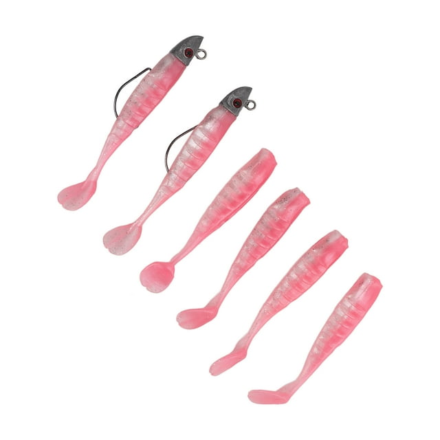 Artificial Silicone Soft Bait, Portable 2 Box Simulation Soft Fishing Lures 3D Eyes For Freshwater For Saltwater Pink,Pea Green,Gold